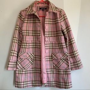 Pink Plaid Peacoat